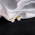 Elegant Minimalist Faux Pearl Stud Earrings With Gold Alloy Bar, Sweet Fresh Niche Design Earrings view 4
