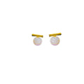Elegant Minimalist Faux Pearl Stud Earrings With Gold Alloy Bar, Sweet Fresh Niche Design Earrings view 5