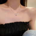 Copper Zircon Letter H Pendant Necklace Style Geometric Clavicle Chain Choker view 4