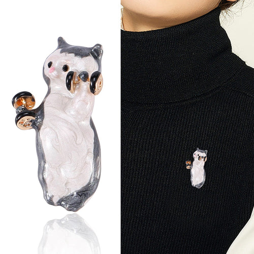 Alloy Enamel Cat Brooch Pin For Cute Lapel Clothing Decor