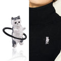 Alloy Enamel Hula Hoop Cat Brooch For Sweater Decoration view 2
