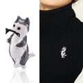 Alloy Enamel Cat Eating Fish Brooch Pin For Cute Outfits view 2