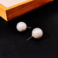 Korean Frosted Pearl Stud Earrings Simple Light Luxury Silver Needle Minimalist Women's Earrings view 4