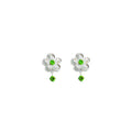 Elegant French White Enamel Daisy Flower Studs With Zircon Crystal Drop Sterling Silver Needle Earrings view 5