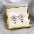 Elegant French White Enamel Daisy Flower Studs With Zircon Crystal Drop Sterling Silver Needle Earrings view 4