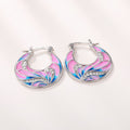 European Style Pink Flower Bud Resin Enamel Drop Earrings For Women Elegant Ear Cuffs view 3