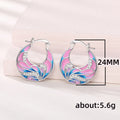 European Style Pink Flower Bud Resin Enamel Drop Earrings For Women Elegant Ear Cuffs view 5