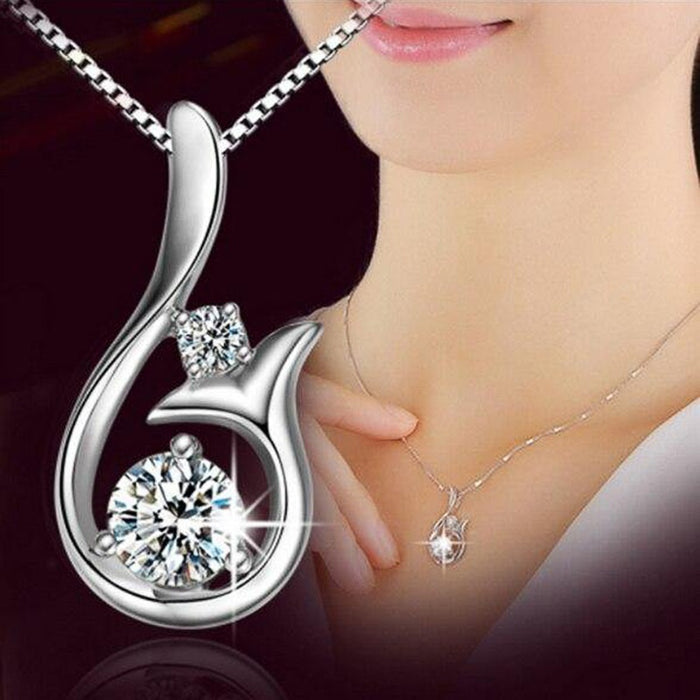 Creative Korean Style Mermaid Tail Water Drop Clavicle Necklace For Women