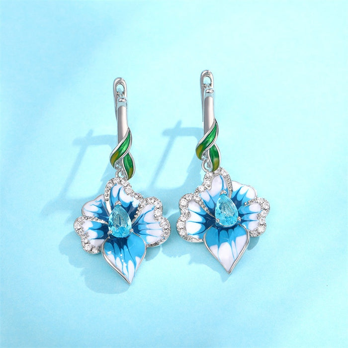 Sweet Pastoral Flower Resin Ear Cuffs, Natural Style Floral Earrings For Women