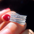 Luxury Women's Wedding Band Ring With Inlaid T Shape Zircon, Cross Border Jewelry view 2