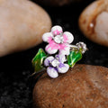Sweet Flower Enamel Drip Glaze Ring, New Fashion Hand Jewelry Valentine Gift Accessory view 2
