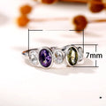 Korean Fashion Colorful Zircon Ring, Platinum Plated Rainbow Finger Jewelry view 4