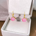 Elegant Pink Peach Charm Drop Hoops With Rhinestone Inlaid Alloy Hooks Sweet Summer Earrings view 3