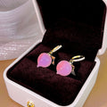 Elegant Pink Peach Charm Drop Hoops With Rhinestone Inlaid Alloy Hooks Sweet Summer Earrings view 4