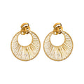 Geometric Hollow Round Metal Hoop Earrings With Silver Posts Statement Style view 5