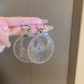 Geometric Hollow Round Metal Hoop Earrings With Silver Posts Statement Style view 1