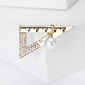 Alloy Rhinestone Triangle Ruler Brooch Creative Coat Lapel Pin view 4
