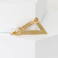 Alloy Rhinestone Triangle Ruler Brooch Creative Coat Lapel Pin view 3