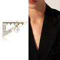 Alloy Rhinestone Triangle Ruler Brooch Creative Coat Lapel Pin view 2