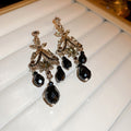 Vintage Palace Style Alloy Rhinestone Crystal Geometric Line Tassel Drop Earrings view 1