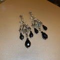 Vintage Palace Style Alloy Rhinestone Crystal Geometric Line Tassel Drop Earrings view 3
