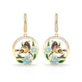 Pastoral Bird And Flower Resin Earrings Handmade Enamel Drop Earrings Fashion Jewelry view 1