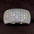 Platinum Color Half Eternity Full Zircon Ring For Women Sparkling Finger Jewelry view 3