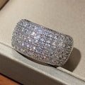 Platinum Color Half Eternity Full Zircon Ring For Women Sparkling Finger Jewelry view 2