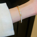 Gold Plated Copper Zircon Clasp Bangle For Women Korean Minimalist Luxury Circle Bracelet view 4