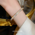 Gold Plated Copper Zircon Clasp Bangle For Women Korean Minimalist Luxury Circle Bracelet view 2