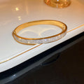 Gold Plated Copper Zircon Clasp Bangle For Women Korean Minimalist Luxury Circle Bracelet view 3