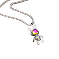 Long Mechanical Space Rabbit Necklace With Colorful Gem Rabbit Head Movable Limb Punk Pendant view 5