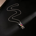 Long Mechanical Space Rabbit Necklace With Colorful Gem Rabbit Head Movable Limb Punk Pendant view 4