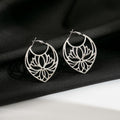 Elegant Hollow Leaf Alloy Hoop Stud Earrings For Women Summer Metal Cutout Floral Statement Earrings view 4