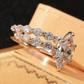 Fashion Luxury Full Pave Zircon Two Piece Ring Set, High End Women's Stackable Jewelry view 2
