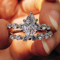 Fashion Luxury Full Pave Zircon Two Piece Ring Set, High End Women's Stackable Jewelry view 1