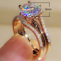 Fashion Six Prong Cubic Zirconia Solitaire Ring European Women's Engagement Dinner Jewelry view 5