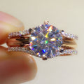 Fashion Six Prong Cubic Zirconia Solitaire Ring European Women's Engagement Dinner Jewelry view 2