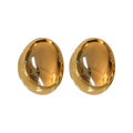 Real Gold Plated Alloy Geometric Oval Bean Stud Earrings With Silver Pins European Style view 5
