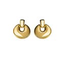 Luxury Gold Tone Alloy Flat Round Hollow Geometric Studs For Women Minimal Commuter Statement Earrings view 5