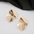 Elegant Gold Alloy Irregular Square Studs With Concave Convex Geometric Metal Texture Earrings view 3