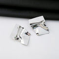 Elegant Gold Alloy Irregular Square Studs With Concave Convex Geometric Metal Texture Earrings view 4
