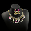 Vintage Bohemian Collarbone Necklace And Drop Earrings Set, Exaggerated Ethnic Exotic Jewelry view 3