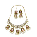 Vintage Bohemian Collarbone Necklace And Drop Earrings Set, Exaggerated Ethnic Exotic Jewelry view 5