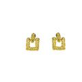 Luxury Gold Plated Alloy Geometric Square Studs With Textured Hammered Finish Vintage Metal Earrings view 5