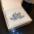 Light Luxury Alloy Rhinestone Butterfly Drop Earrings With Silver Pins For Women view 4