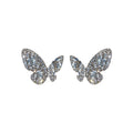 Light Luxury Alloy Rhinestone Butterfly Drop Earrings With Silver Pins For Women view 5