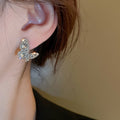 Light Luxury Alloy Rhinestone Butterfly Drop Earrings With Silver Pins For Women view 3