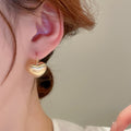 Gold Plated Copper Brushed Heart Hook Earrings Vintage Chic Commuter Jewelry For Women view 3