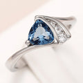 Women's Twisted Arm Chunky Triangle Dark Blue Zircon Ring, Romantic Proposal Light Luxury Jewelry view 4
